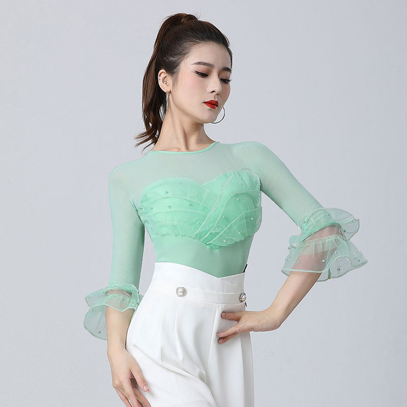 丹宝罗摩登舞服新款上衣连体胸垫