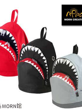 原创正品香港Morn 鲨鱼潮款电脑旅行包女初中生高中大学生书包男