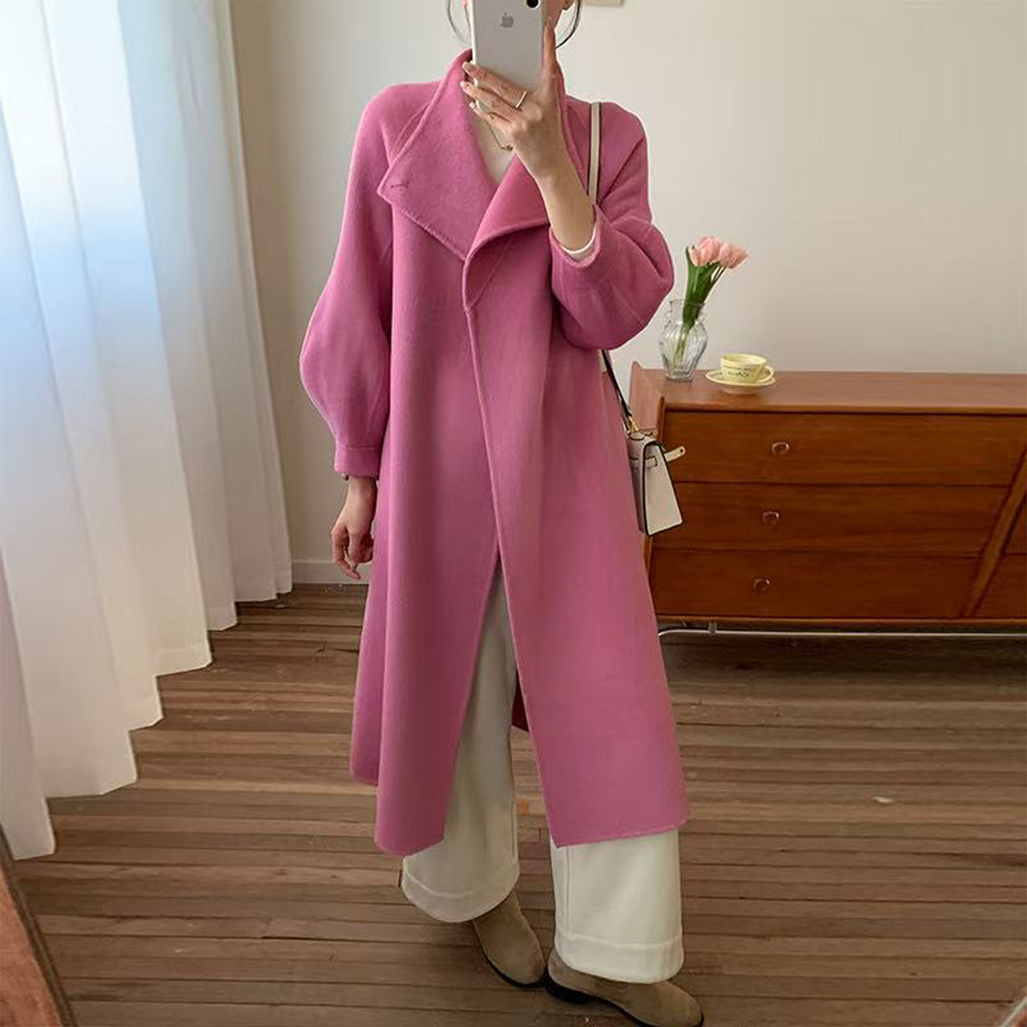 双面羊毛大衣女中长款2026年新款立领修身显瘦高端毛呢子外套秋冬