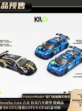 [PDS]KILOworks1:64 奥迪R8 GT3/莲花LOTUS GT4 后盖可拆合金车模