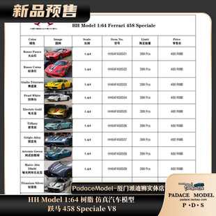 树脂汽车模型 PDS 458 跃马 Model 收藏品 Speciale