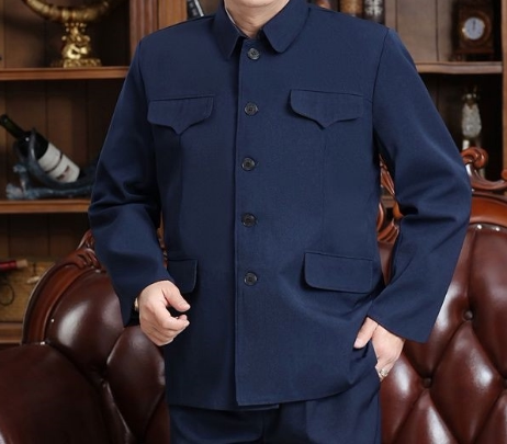 春秋中山装工地爸爸装中老年