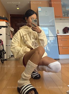 KIYA PEACH 顾加厚针织袜套女休闲堆堆袜秋冬保暖jk小腿袜套