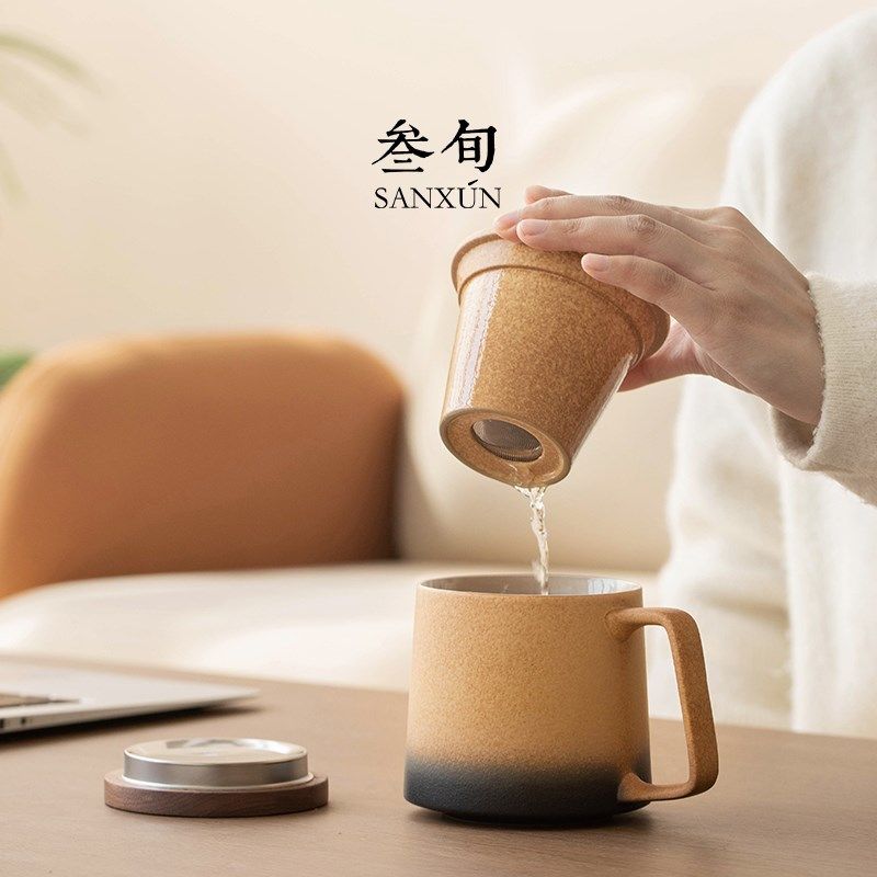 精选叁旬印象陶瓷泡茶杯茶水分离杯子个人专用男女士办公室喝茶马,餐饮具,马克杯,淘宝优惠券,粉丝福利购,淘宝优惠卷