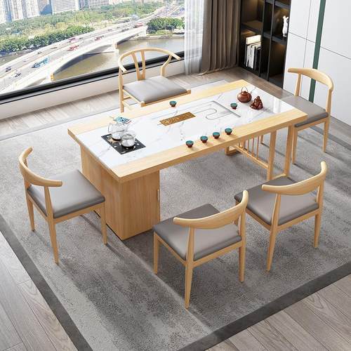 岩板阳台茶桌一体组合轻奢现代高级感家用办公室泡茶桌阳台小茶台