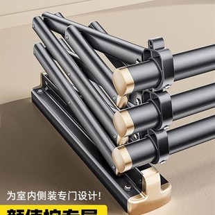 精选比人侧装式晾衣架折叠侧墙伸缩阳台晾衣杆家用推拉凉衣架壁挂