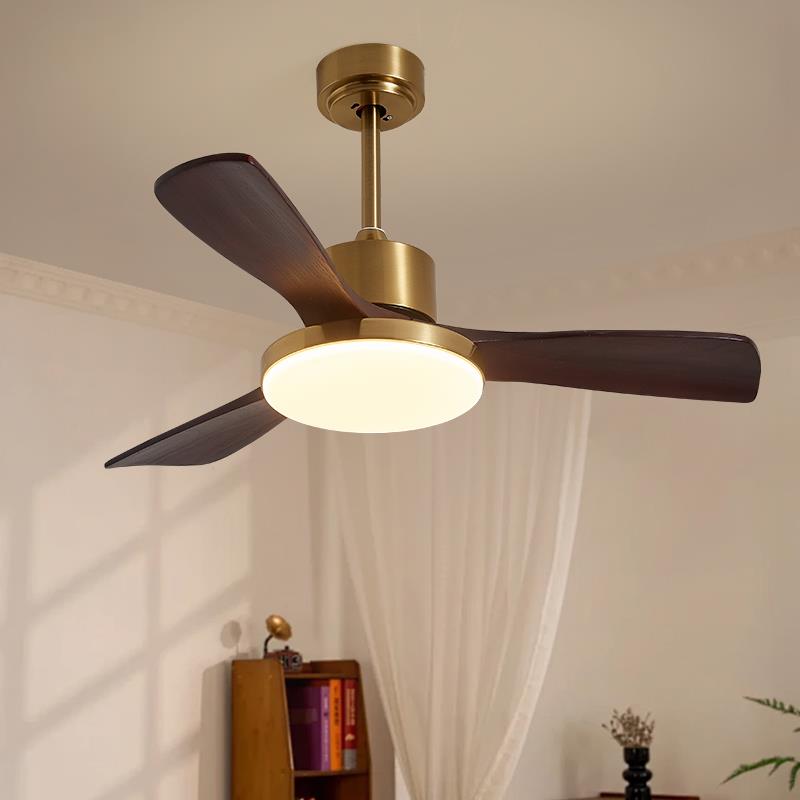法式2025新款风扇灯胡桃木客厅吊扇灯中古风餐厅卧室静音护眼吊灯