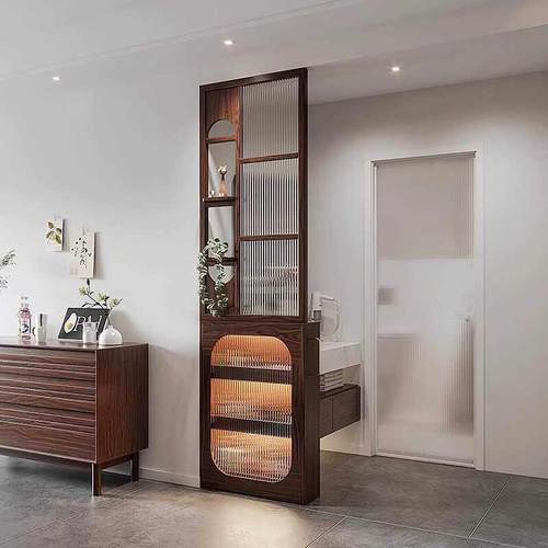 客厅玄关隔断实木屏风定制玻璃藤编储物柜卫生间遮挡门卧室隔断门