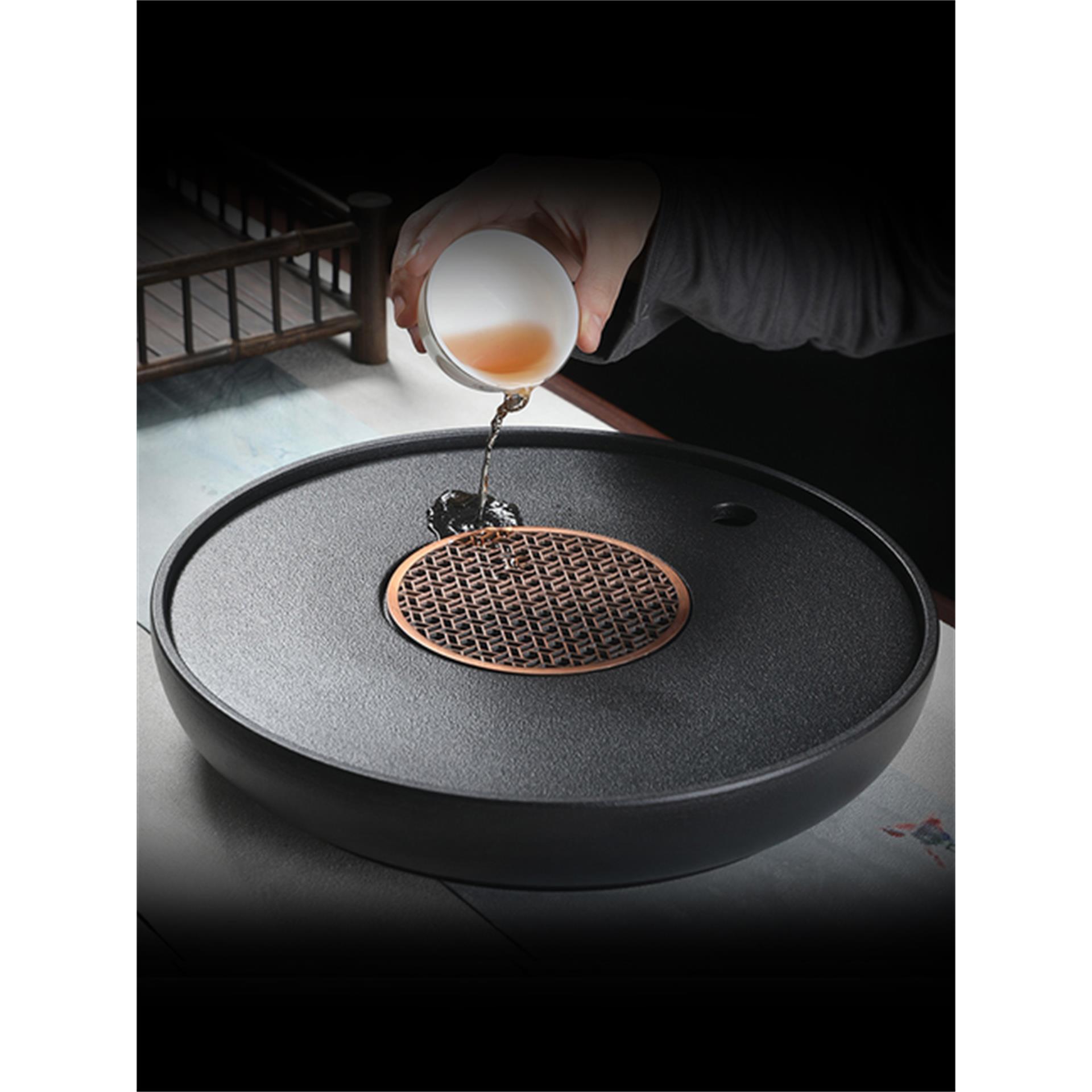 茶盘陶瓷小型家用干泡轻奢现代茶台茶具套装茶壶储水办公功夫茶海