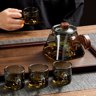 侧把玻璃茶壶泡茶家用茶壶茶水分离煮茶器带过滤办公室泡茶冲茶壶