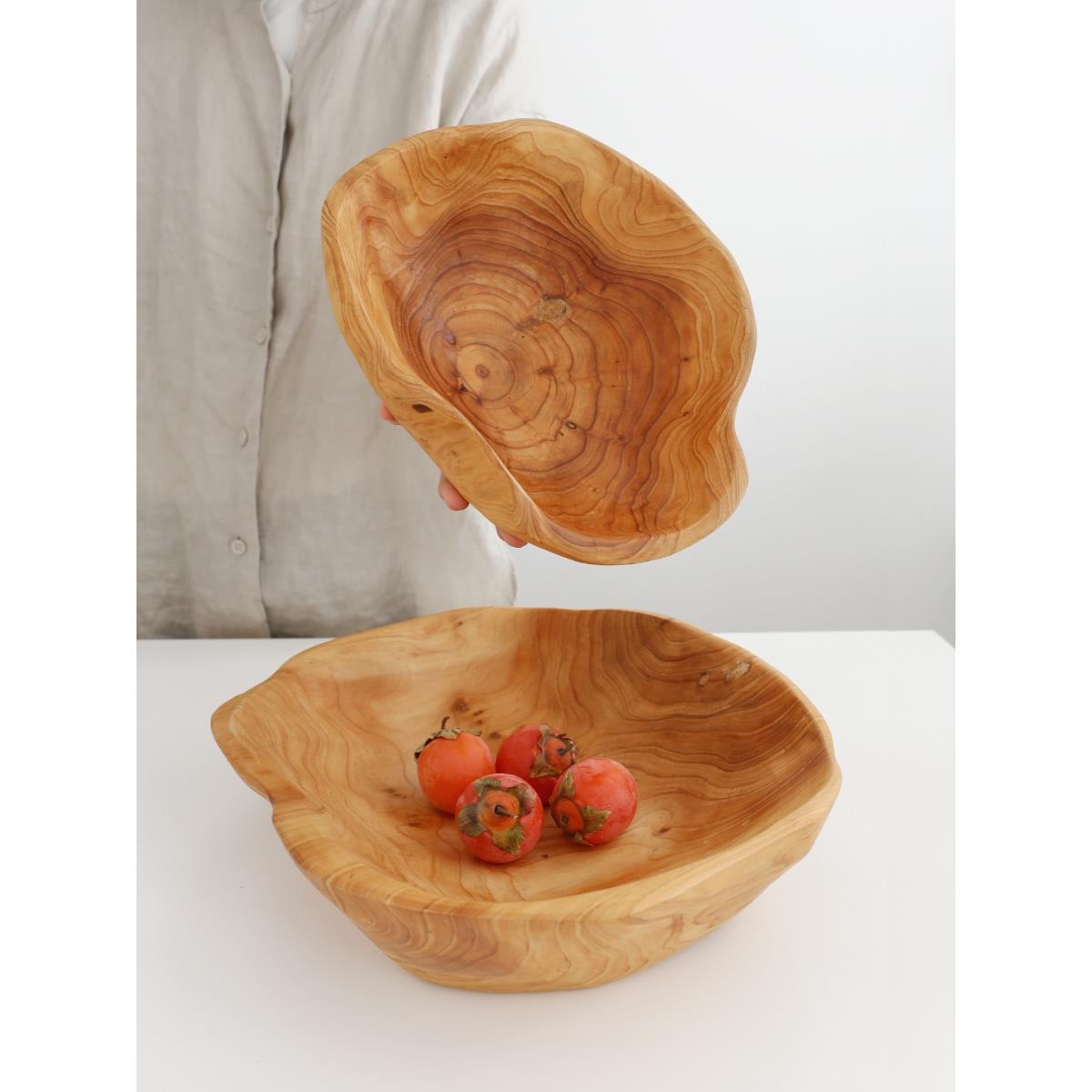 实木果盘客厅水果零食干果盘根雕木质碗大号木盆装饰收纳摆件托盘