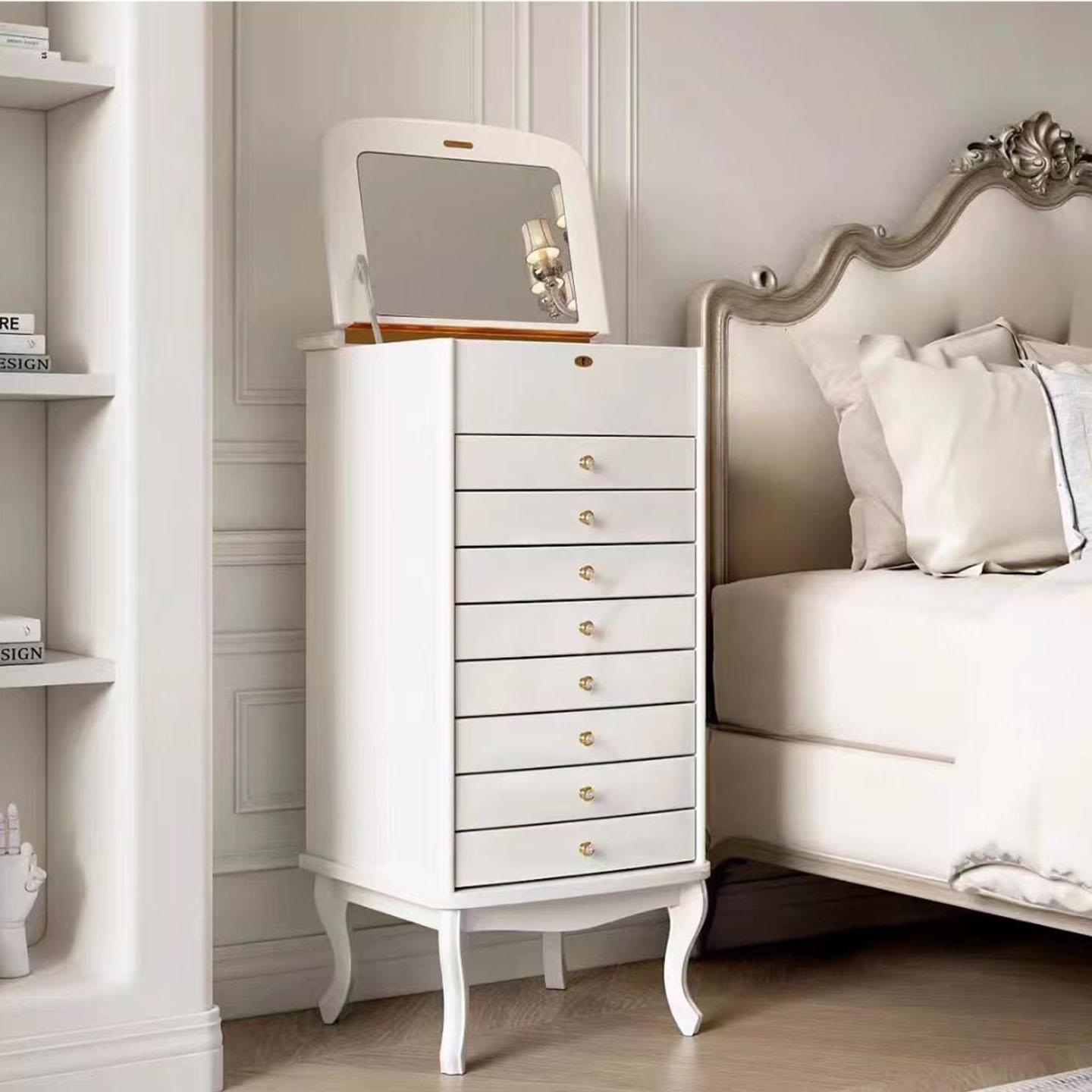 意式轻奢高端珠宝首饰柜别墅设计师款客厅家用带锁实木落地收纳柜