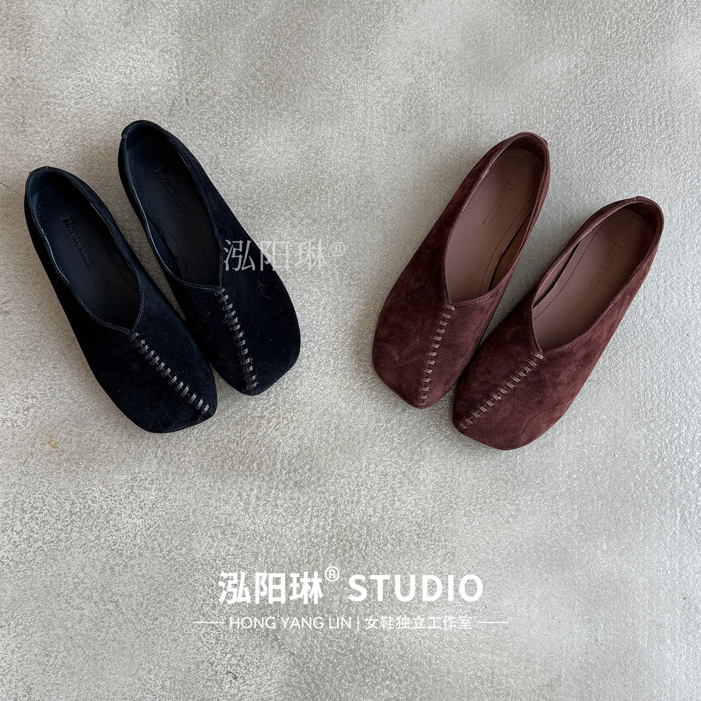 泓阳琳~磨砂羊皮平底单鞋女2026新款春季软底方头黑色通勤奶奶鞋,女鞋,浅口单鞋,淘宝优惠券,粉丝福利购,淘宝优惠卷