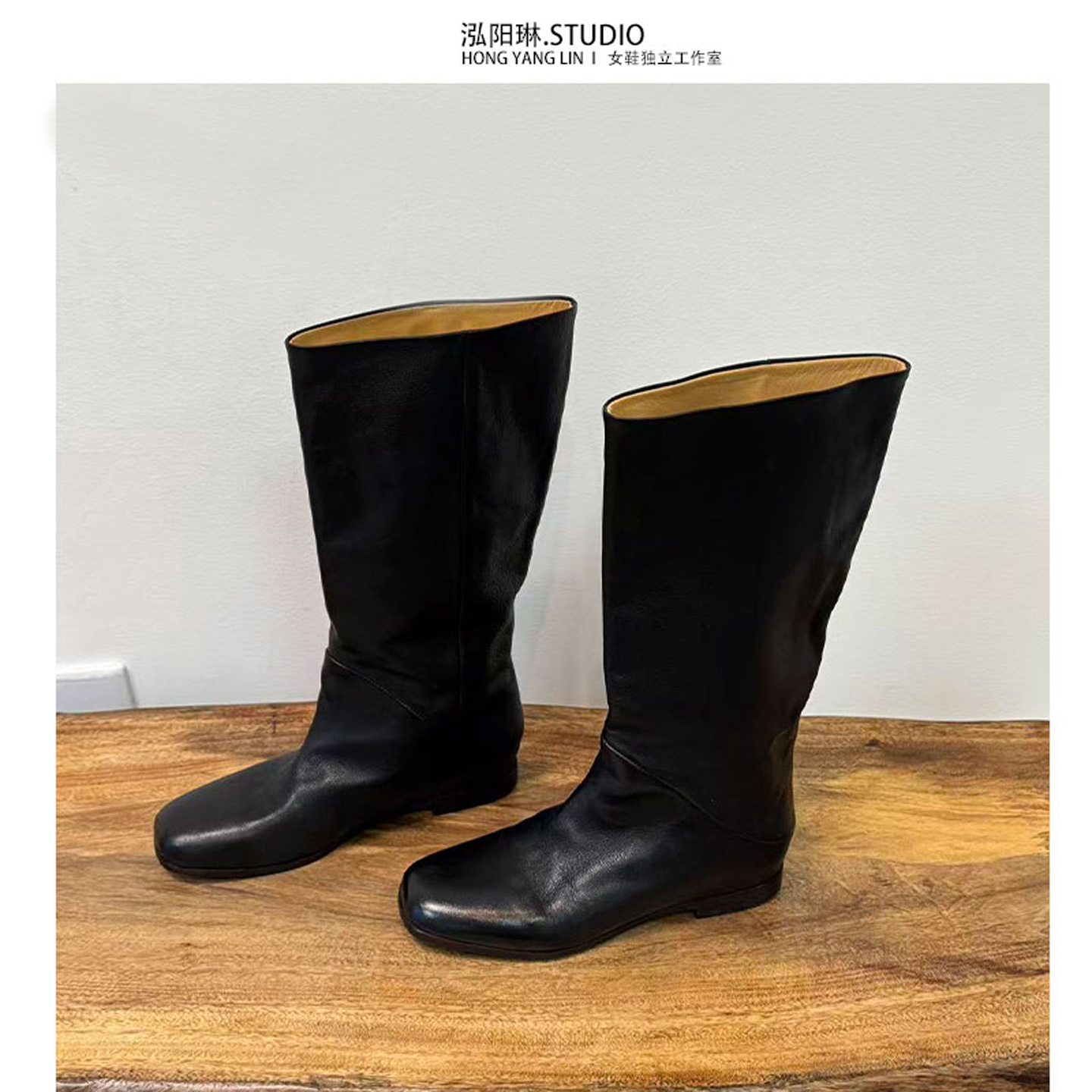 泓阳琳~黑色长筒靴骑士长靴
