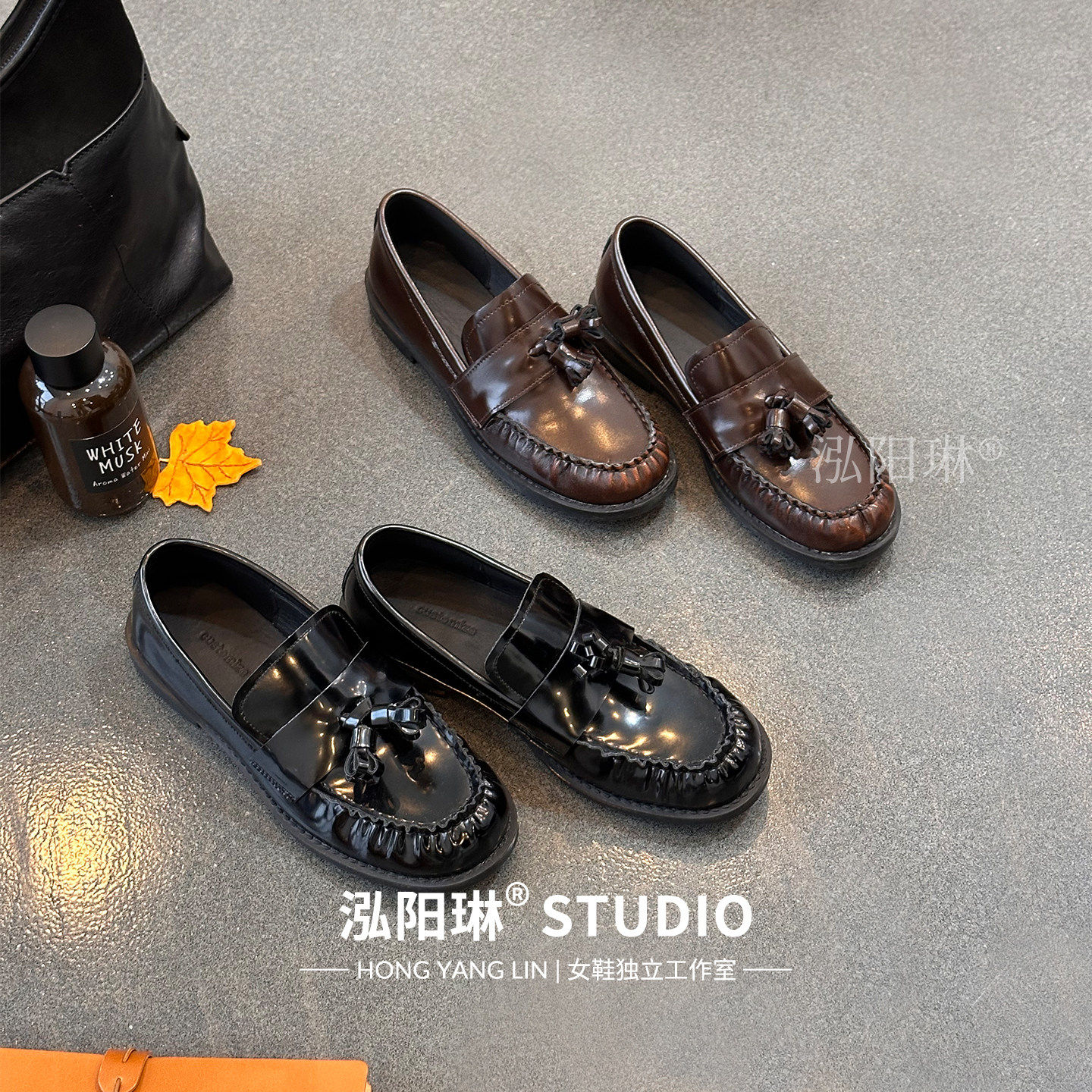 泓阳琳～漆皮平底乐福鞋女款2026春季新款厚底一脚蹬小皮鞋单鞋女,女鞋,乐福鞋（豆豆鞋）,淘宝优惠券,粉丝福利购,淘宝优惠卷