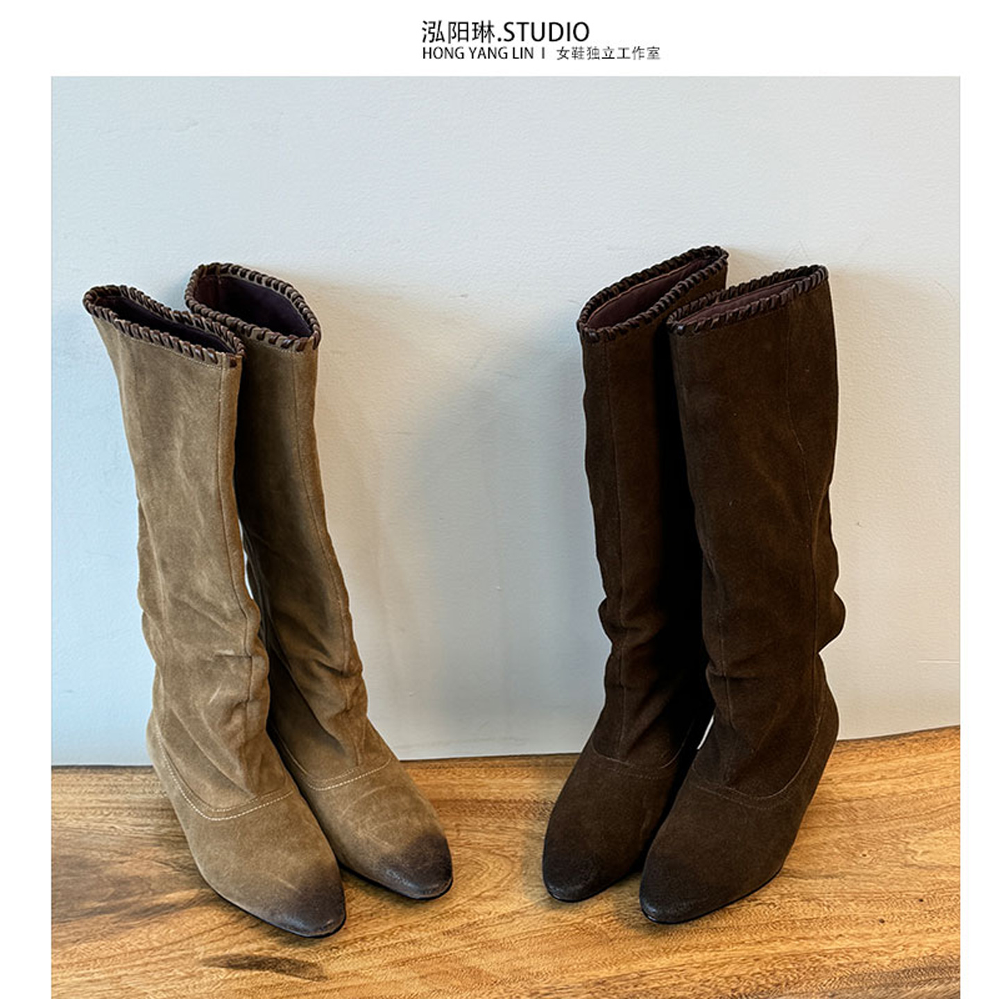 泓阳琳~棕色长筒靴子女款2025冬季新款爆款长靴巨好看高筒骑士靴