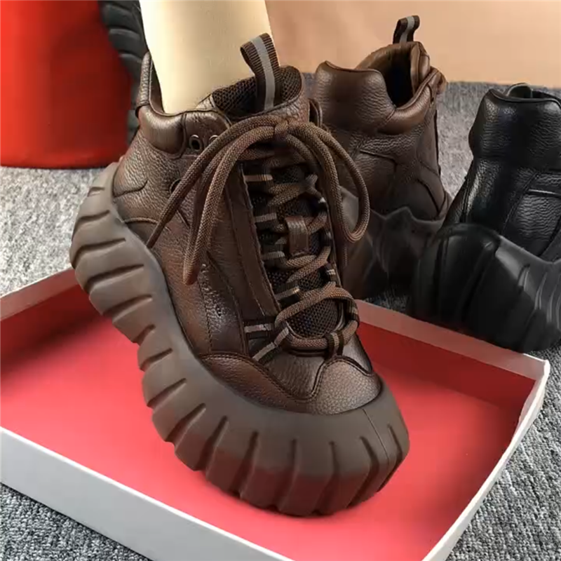 真皮短靴女厚底马丁靴