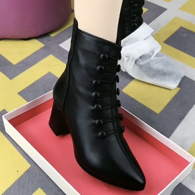 马丁靴女短靴单鞋真皮女鞋软皮春秋粗跟棉鞋女冬头层牛皮靴子加绒