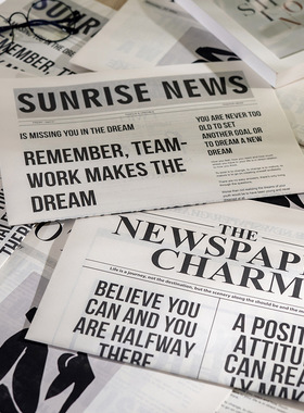 ins英文报纸道具街拍野餐咖啡服装店杂志模特摄影拍照装饰道具