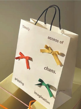 高档手工立体蝴蝶结礼品袋彩色多巴胺送礼物生日纪念伴手拍摄道具