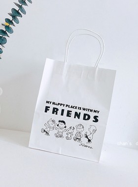 川司自制ins日韩史努比白色牛皮纸袋手提购物简约卡通可爱礼品大