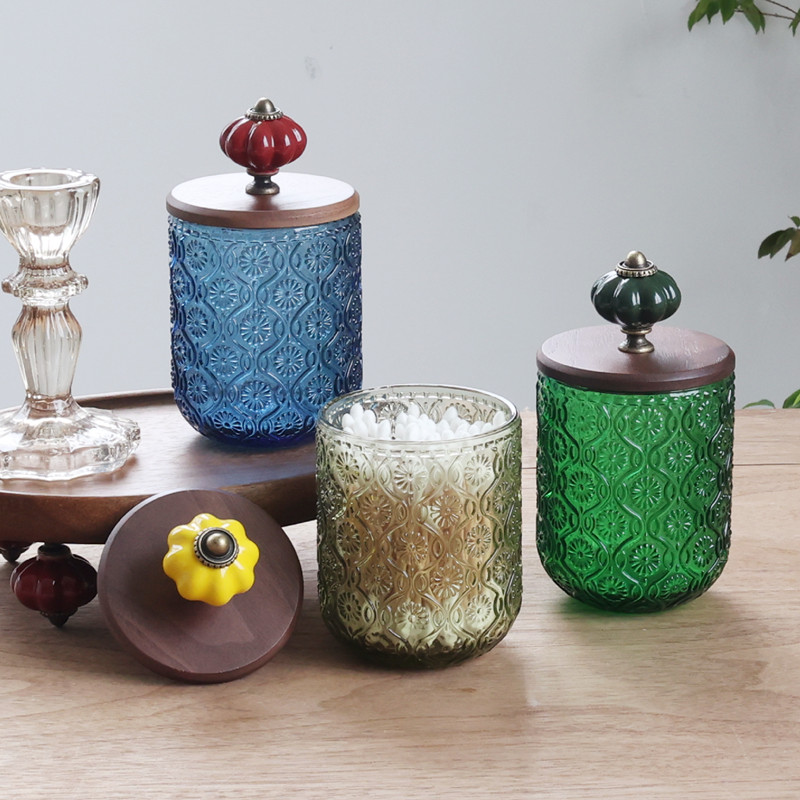 复古美式玻璃棉签收纳盒