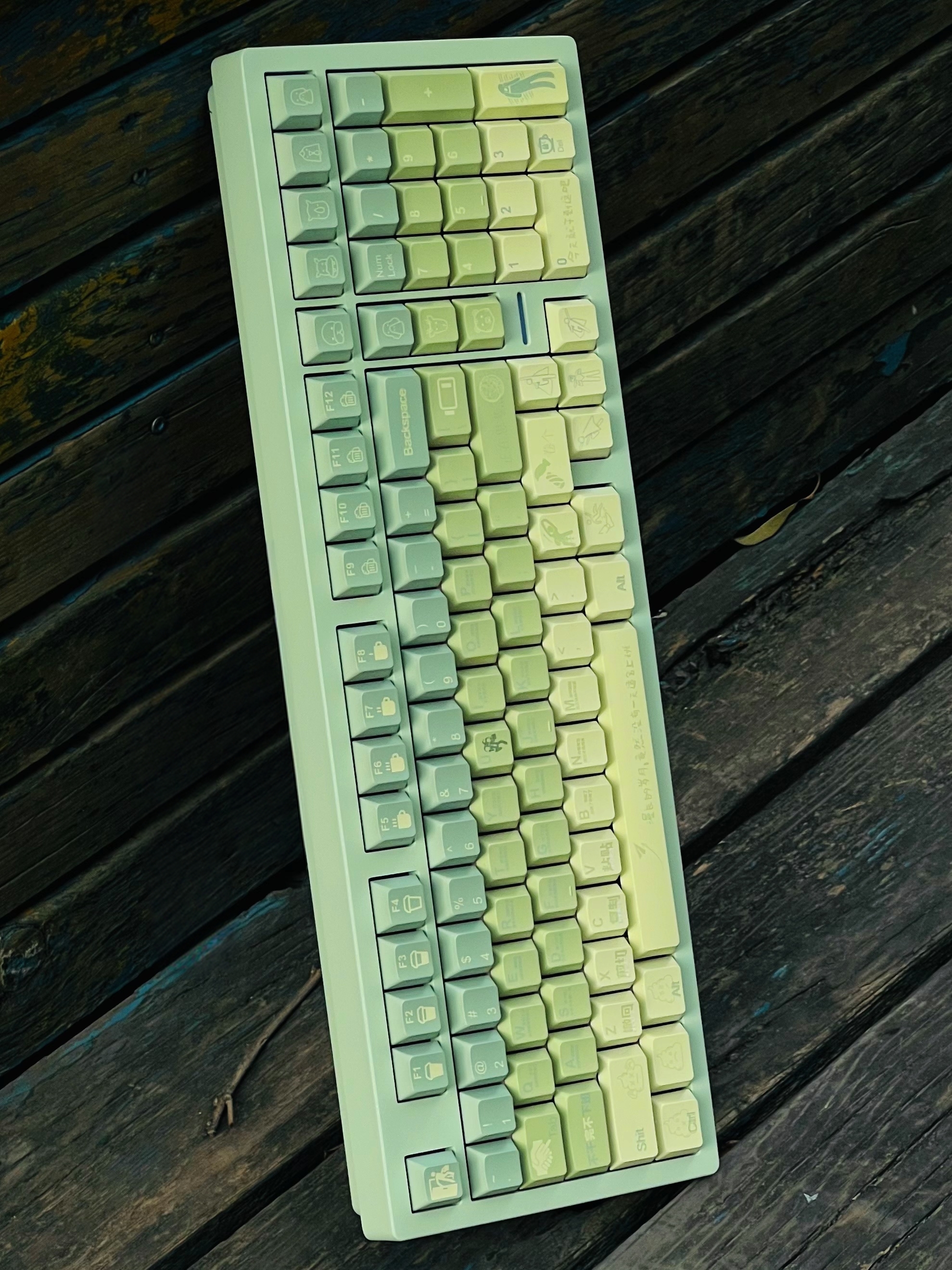 打工人春日绿色奶系热升华键帽适配61/104/68/87/98等机械键盘