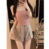 女外穿薄款 韩版 百搭a字短裤 高腰热裤 阔腿宽松显瘦纯色休闲运动裤