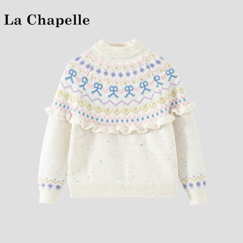 La Chapelle【拉夏贝尔】秋冬季女童新款宽松套头针织毛衣LA3794