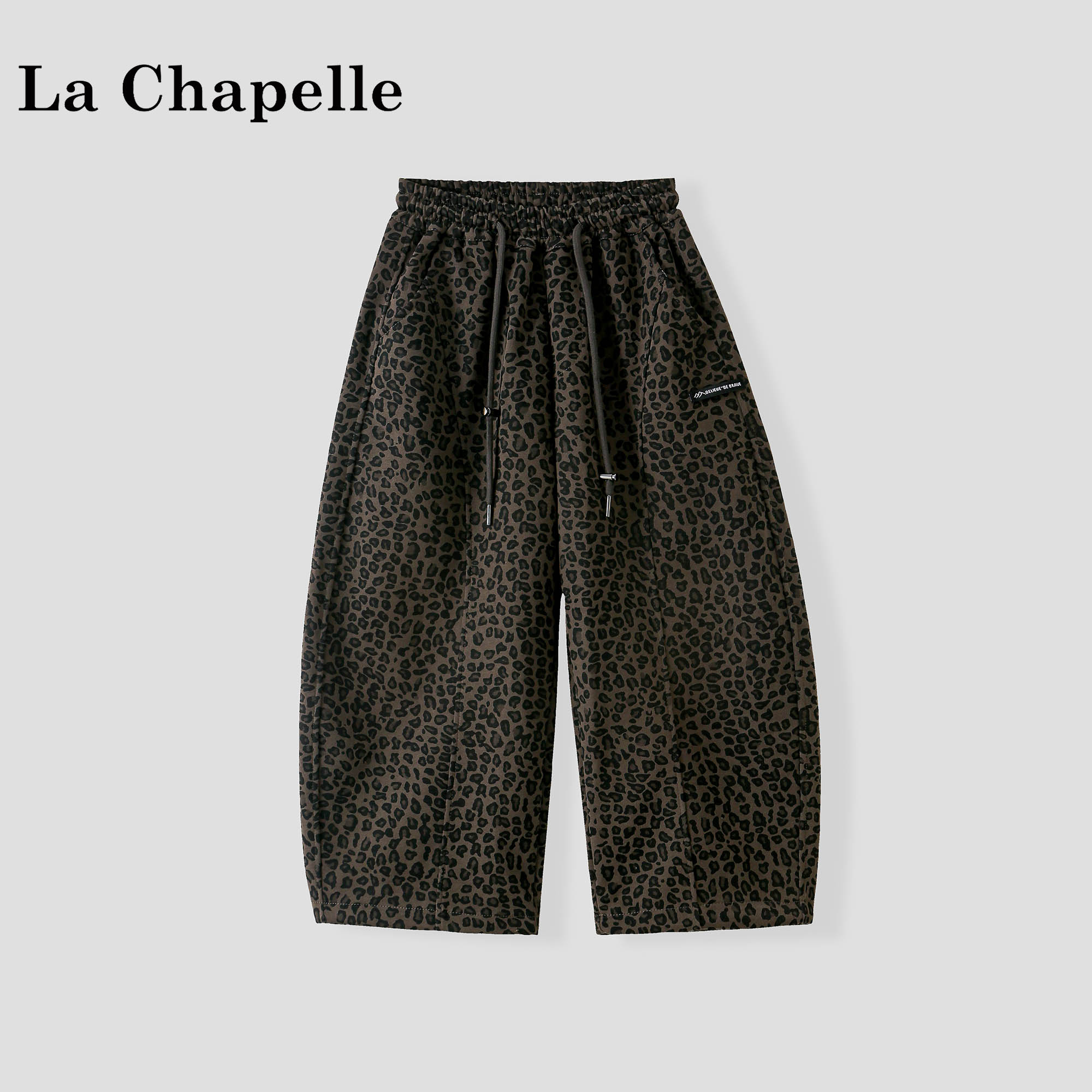 La Chapelle【拉夏贝尔】秋季时尚女童豹纹弯刀宽松休闲裤LA3177