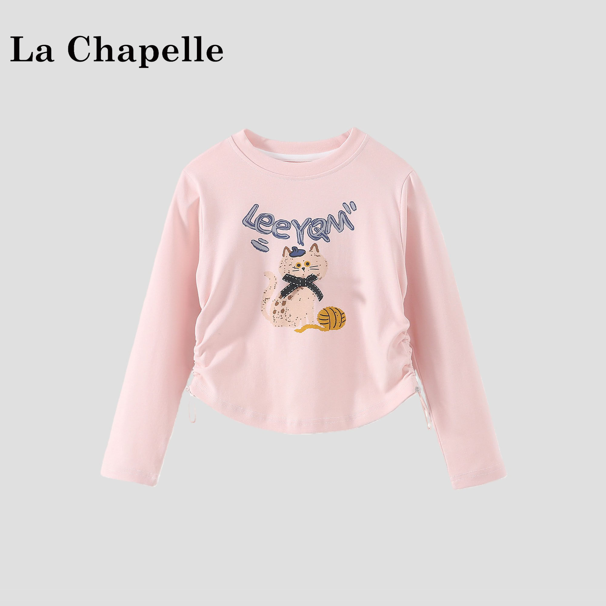 拉夏贝尔女童春装上衣2026新款儿童印花修身打底衫女宝宝长袖T恤