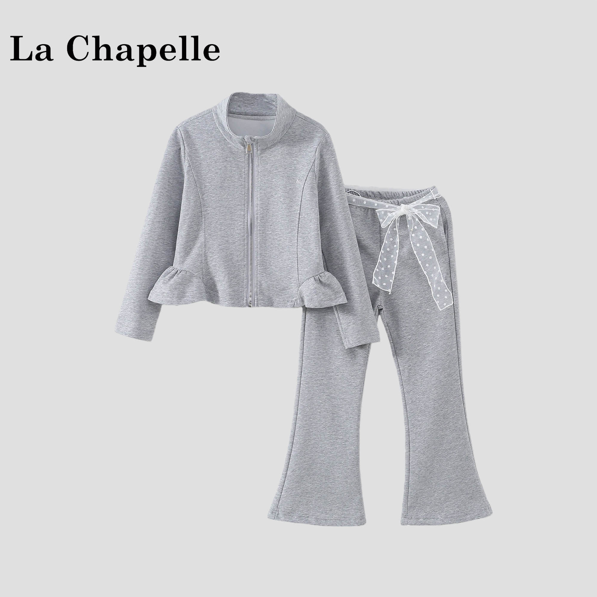 拉夏贝尔女童卫衣套装2026新款儿童洋气春装外套女宝微喇裤两件套