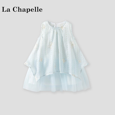 La Chapelle【拉夏贝尔】夏季女童无袖碎花蝴蝶刺绣连衣裙LD2381