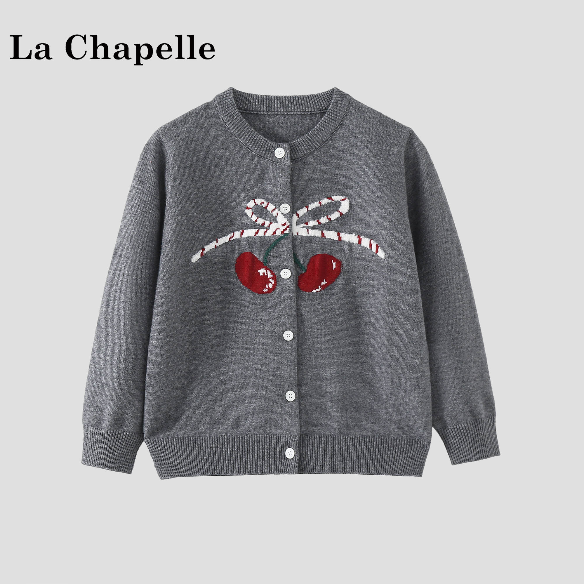 La Chapelle【拉夏贝尔】秋季女童甜美樱桃刺绣针织开衫LA3425