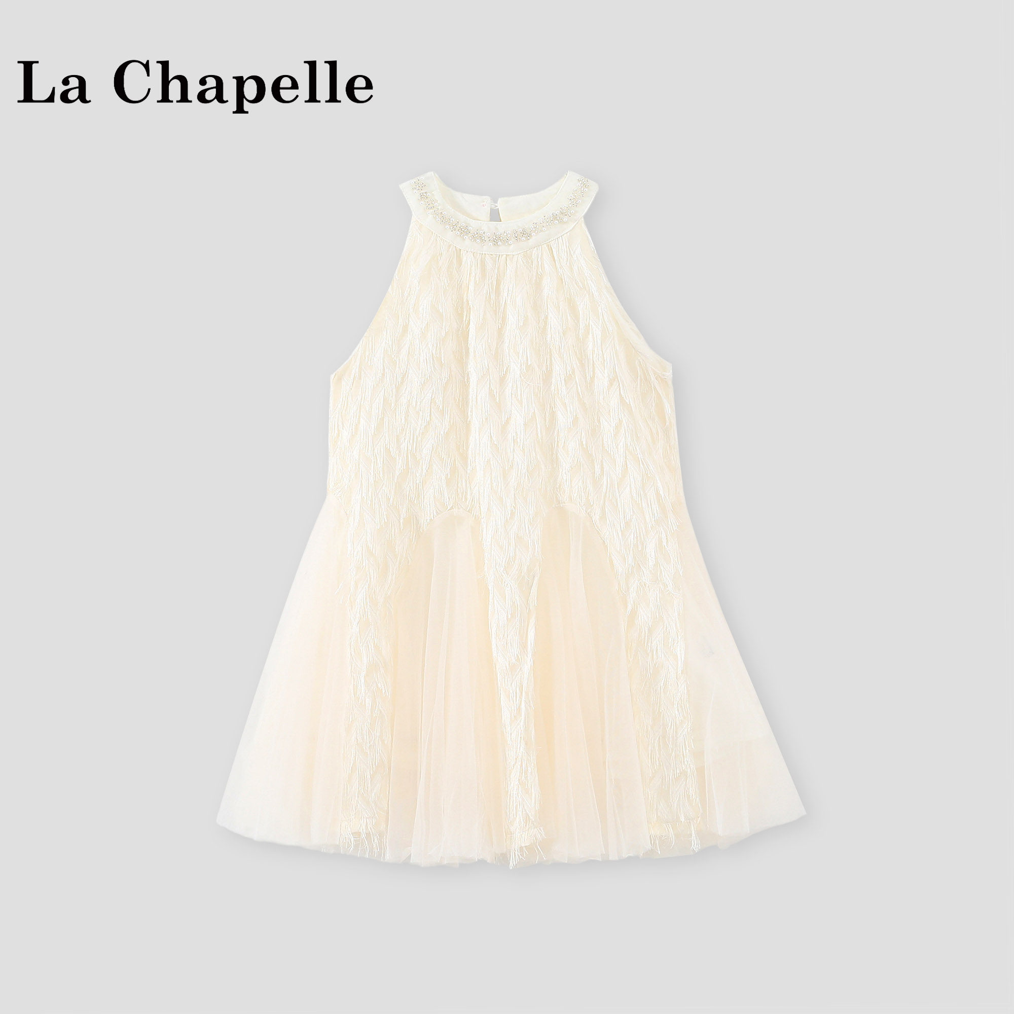 拉夏贝尔女童公主裙2026新款夏装女宝宝周岁礼服儿童千金感连衣裙