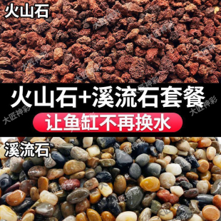 火山石溪流石小米鱼缸造景专用摆件古法鱼缸底部砂石乌龟专用石