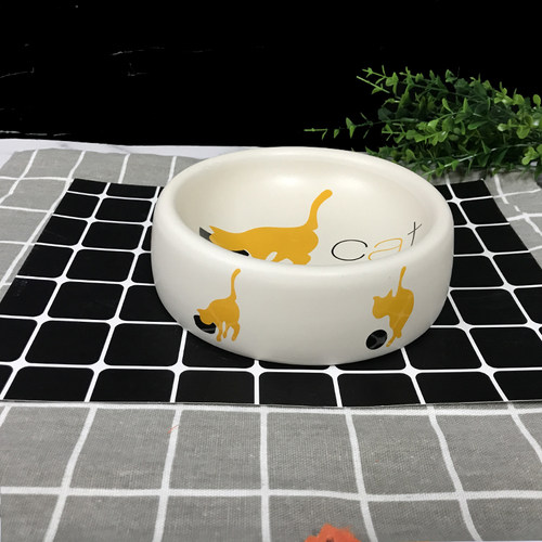 磨砂猫陶瓷饭碗扁脸猫碗宠物碗食盆狗盆狗碗加菲猫碗狗猫饮水粮碗