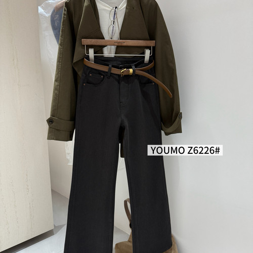 素心兰/YOUMO-厚面料大牌简约百搭筒喇牛仔裤牛仔裤(配腰带)Z6226