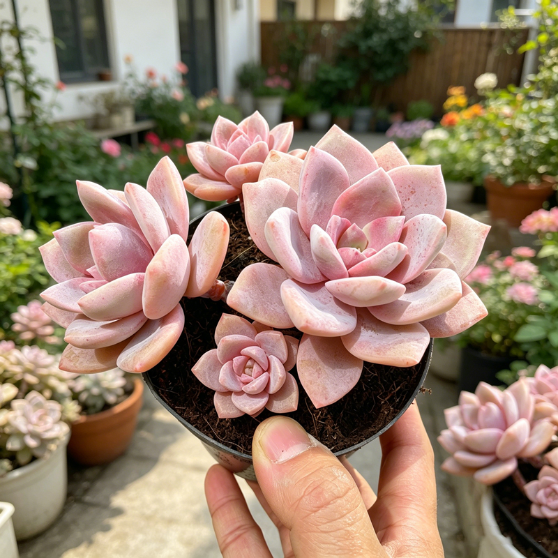 粉色雪茶小老庄 多肉植物盆栽带盆新手易养室内阳台装饰花卉绿植