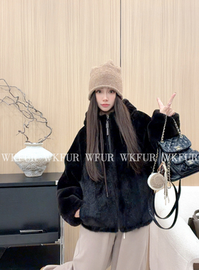 【WK】”奢华晕染“进口水貂原生态皮毛一体皮草外套 K1206