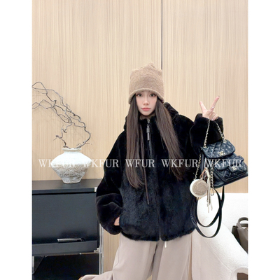 【WK】”奢华晕染“进口水貂原生态皮毛一体皮草外套 K1206