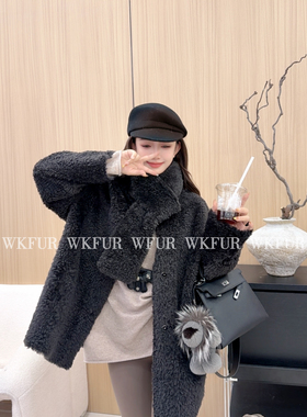 【WK】“浪漫都市”南非进口LACON拉贡围巾羊皮毛一体外套 K58591