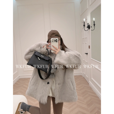 【WK】“雪和冬日”进口托卡直毛羊皮毛一体皮草外套 K54011