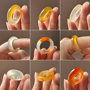 七日拂晓 Chiyoko 小指环 高冰巴西玛瑙金色 玉髓冰白 龙纹戒指