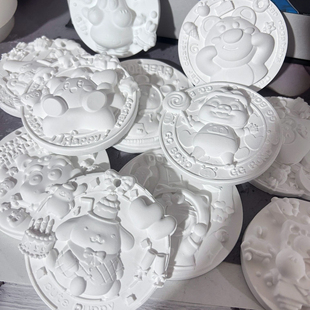 香薰石膏浮雕画挂牌硅胶模具 diy手工卡通可爱系列圆盘绘画扩香石