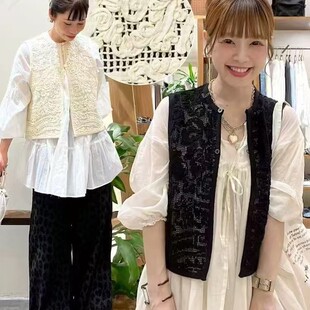 马夹甜美蕾丝刺绣镂空背心外搭马甲女 新款 日系元 单niko家2026夏季