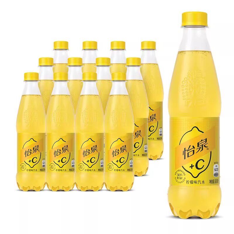 可口可乐 怡泉+C柠檬味汽水含维生素c500ml瓶装夏日饮品碳酸饮料