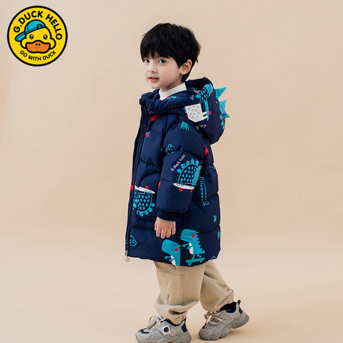 小黄鸭儿童中长款羽绒服加厚款