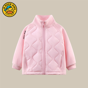 小黄鸭儿童春秋装外套2025奥粒绒内搭男宝宝小女孩抓绒上衣拉链衫