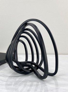简约现代黑色金属线圈几何摆件客厅样板房间家具展厅陈列软装配饰